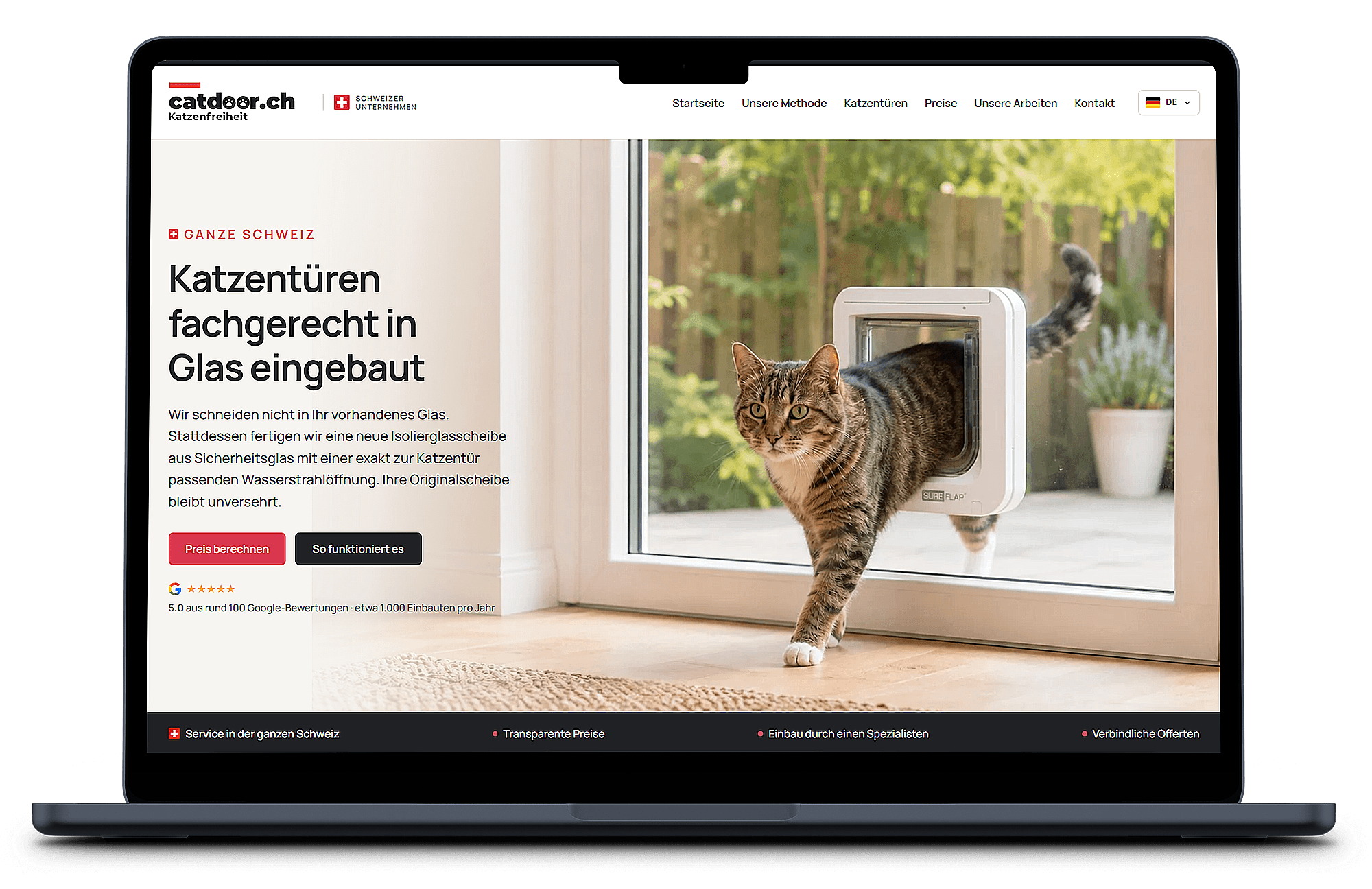 catdoor.ch website displayed on a MacBook